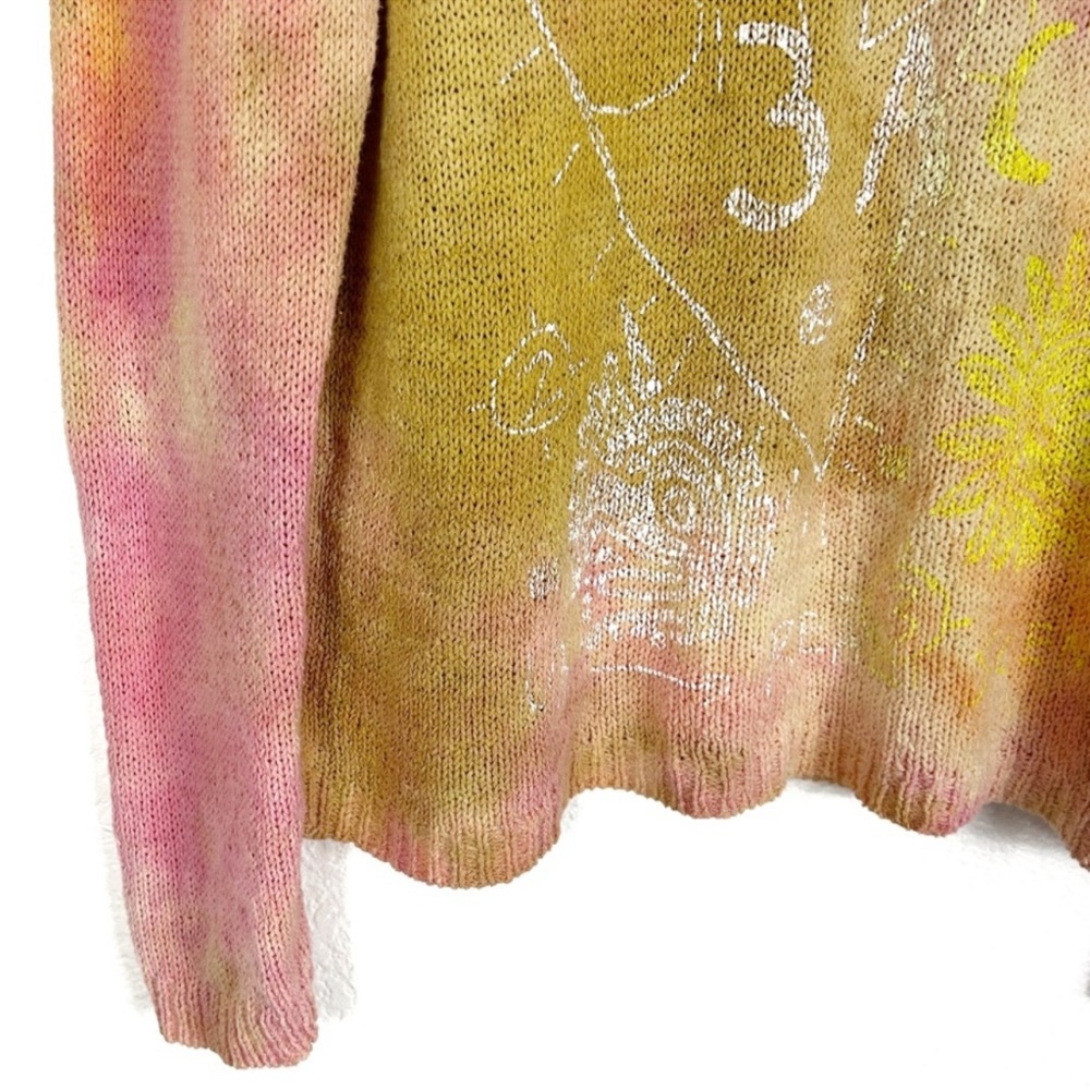 RARE The People of the Labyrinths tie dye graphic knit sweater Size S small - Picture 5 of 8